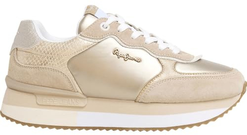 Pepe Jeans dam RUSPER SHINE Sneak, brun (SAND BEIGE), 6 UK, Brun sand beige, 6 UK