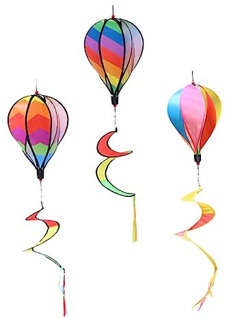 KITANDOVE Windmühlen Anhänger Heißluftballon Drehende Gartendekoration Bunte Windräder Ornament Für Rasen Hof