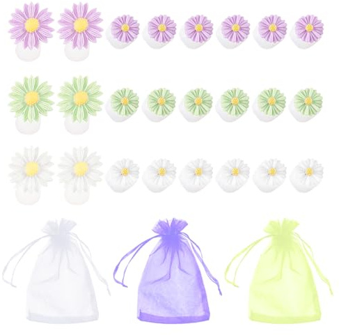 24 Stück Blumen-Zehentrenner, 3 Stück Aufbewahrungsbeutel, Fuß-Zehen-Trenner, Maniküre-Werkzeuge, Finger-Extender, Inter-Finger-Abstandshalter, Silikon-Trenner