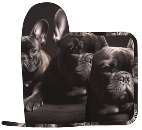 Bulldog Lot de 2 maniques et maniques en silicone antidérapant et résistant à la chaleur pour la cuisine