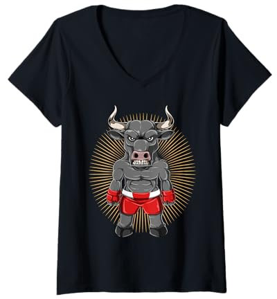 Damen MMA Bull Fighter Mixed Martial Arts-Training T-Shirt mit V-Ausschnitt