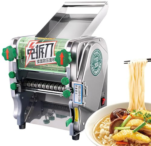 agreilduite 750 W kommerzielle Nudelmaschine 2 in 1, elektrische Teigroller-Nudelmaschine mit 3/9 mm breiter und 1,8 mm runder Nudelklinge, 0,12–18 mm Dicke einstellbar, für Fettuccine-Nudeln