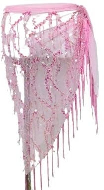 SkyjOy Bauchtanz HüFttuch Bauchtanz-Kostüme, Pailletten, Quaste, Bauchtanz-Gürtel, Hüft-Taschentuch-Gürtel for Frauen Bauchtanz KostüM Damen(Pink)