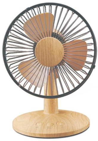 Ventilador de mesa portátil, ventilador de escritorio retro de madera, 2 velocidades, alimentado por USB/batería for el hogar, la oficina, el dormitorio, la mesa y el escritorio