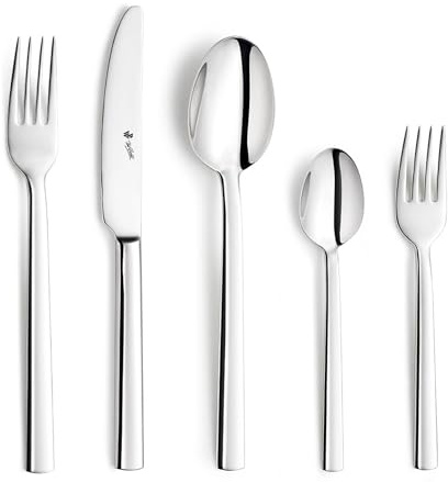 Paul Wirths AURA Besteck-Set 68-teilig, 18/10 Edelstahl, spülmaschinenfest | Hochglanzpolitur, minimalistisches Design, rostfrei, inkl. Servierwerkzeug – seit 90 Jahren Tischkultur