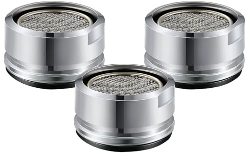 3er-Set Hochwertige Wasserhahn-Perlatoren aus Messing – 24mm Gewindeanschluss mit Dichtung für gleichmäßigen Strahl – Chromoptik – Passend für Standard-Armaturen