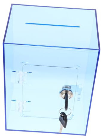 Angoily Transparente Acryl-spardose Mit Schloss Großes Sparschwein Für Bargeld Und Trinkgeld Stilvolle Geldbox Für Spenden Kompakt Tragbar Sichere Geldaufbewahrung Mit Schlüssel Blau