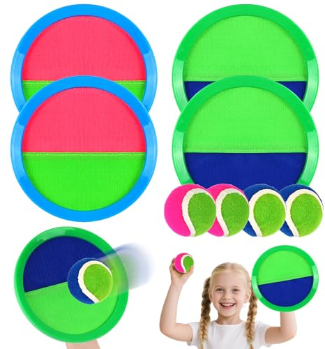 Velcro Ball Game Velcro Ball Set with Catch Discs Balls, Velcro Ball Game for Children, Ball Games Velcro Game for Outdoors, Children from 3 4 5 6 Years, Throwing Games and Catching Game Beach Games