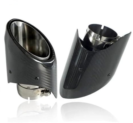 YSQOFDNFD Auspuffendrohr Auto-Auspuff-Endschalldämpfer Universeller Glanz 102 Mm Export Kohlefaser Spiegel Edelstahl Für E46 E90 Heckspitze(In 57mm Out 98mm)