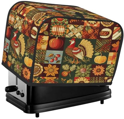 Mexpekil Toaster-Abdeckung, Vintage-Stil, Herbst, Erntedankfest, 2 Scheiben, Brotbackmaschine, wasserdicht, Küche, kleines Gerät, staubdichte Abdeckungen, Toaster, Ofenschutz, Frauengeschenk