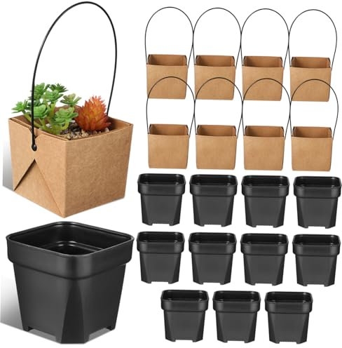 TOYANDONA Mini Macetas para Suculentas Bolsas De Papel Kraft 12 Contenedores De Plástico Resistentes para Regalos De Boda y Estantes