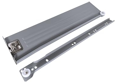 M.PASCUAL - Guías laterales correderas para cajón | Parcial | Carga 30Kg | Altura 8.5cm | Rodillos | GRIS (35 cm)