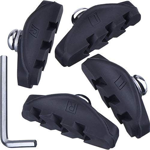 2 Pairs Bike Brake Pads V bicycle brake pads Caliper Brake Blocks Set with Installation Tool Universal Integral C Shaped Brake Shoes in Rubber No Noise for Road Bikes Mountain Bicycles 50 mm,Black