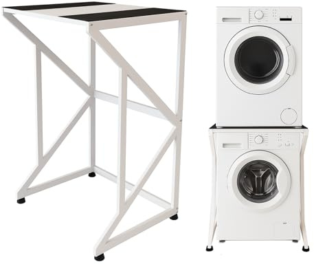 Kit de Superposition pour Lave-Linge et Sèche-Linge Universel Empilage Tablette Support Cadre en Acier