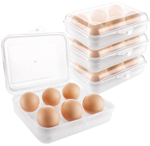 APACALI 4 stycken ägglådor 6 ägg, transportburk, ägglåda i plast, äggbehållare för resor, äggbehållare för ägg, förvaringslåda, äggbehållare för kylskåp utomhus camping
