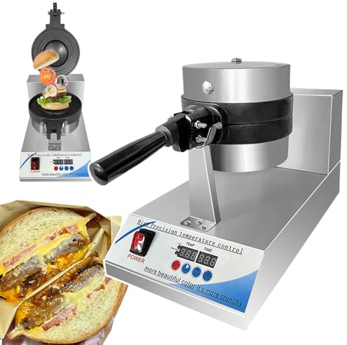Macchina per waffle, pressa elettrica per hamburger, pressa per hamburger/panini commerciale, macchina per waffle antiaderente per gelato, pannello di controllo con display digitale - temper