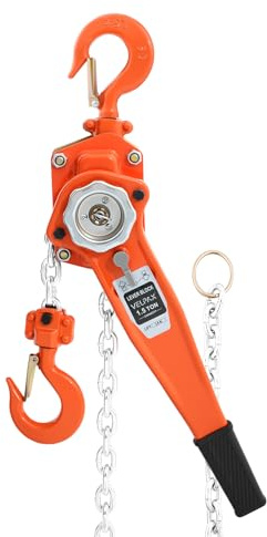 Paranco a Leva Manuale Altezza di Sollevamento 2,8m Capacità di Carico Max da 1,5 Tonnellate, Paranco a Catena Manuale per Sollevamento 1,5T in Acciaio al Carbonio