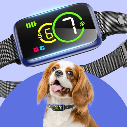 1S Stop Barking Smart Dog Bark Collar, Humane Anti Barking Device with Beep & Vibration, 7 Adjustable Sensitivity, Ultra-Light Bark Collar for Small Medium Large Dogs (Deep Blue, 1 Pack)
