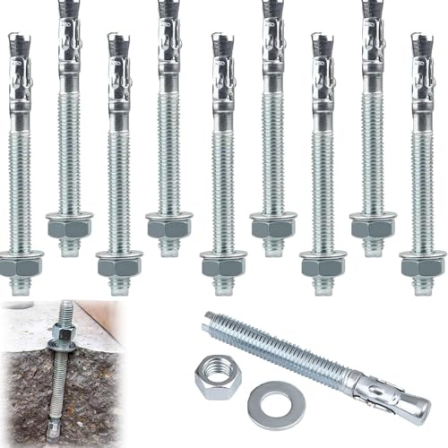 Anclaje de perno M10 para cargas pesadas, anclaje de metal M10, anclaje de hormigón galvanizado, tornillos de anclaje de acero galvanizado para barandillas, ventanas, muros cortinas, máquinas, vigas