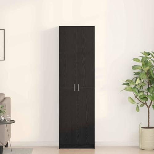 Frdhee Wäscheschrank Kleiderschrank Kinder,Kleiderschrank mit Regal Schwarz Eichen-Optik 55 x 25 x 189 cm,Aufbewahrungsschrank für Flur,Wohnzimmer,Schlafzimmer