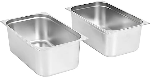 Generico Contenitori Gastronorm 2 pz GN 1/1 200 mm in Acciaio Inox,Argento,4.7kg,50883