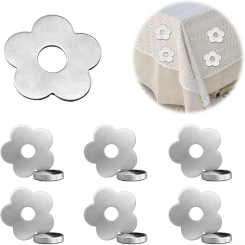 Magnetische Tischdeckenbeschwerer im 6er-Set mit Blumen-Design für sichere Tischdeckenfixierer, winddichte Stabilität bei Picknicks und Partys im Freien