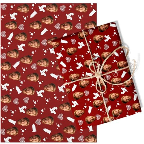 Personalisierte lustiges Geschenkpapier für den Valentinstag Jahrestage und Geburtstage, Personalisiert Geschenkpapier mit Foto, (74x51 cm), 2-10 Rollen