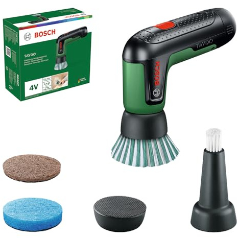 Bosch TAYDO (UniversalBrush 4V) Akku-Elektrobürsten (Bürste, Detailbürste, Padhalter, Hochleistungspad, scheuernd, Mikrofaserpad, nicht scheuernd, Karton)