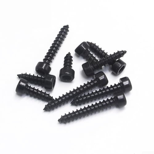 HEIBTENY 32 tornillos autorroscantes de cabeza hexagonal M5 x 35 mm, acero al carbono de grado 8.8, pernos negros para madera, metales, reparación de maquinaria de muebles de plástico