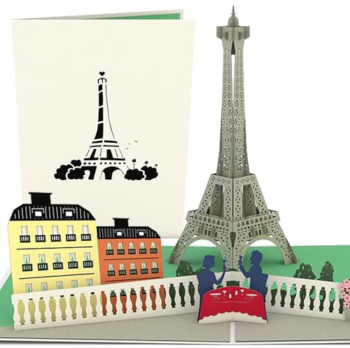Lovepop® 3D Pop-Up Karte Paris romantische Grußkarte mit Eiffelturm zum Valentinstag, Reise, Geburtstag, Jahres- oder Hochzeitstag | inkl. Umschlag & Versteckfach für Geld & Gutscheine