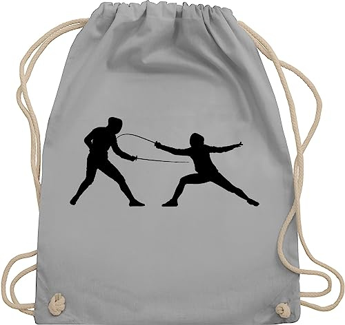 Turnbeutel Rucksack - Kampfsport - Fechten - Unisize - Hellgrau - kinderturnbeutel sport fecht stoffrucksack tasche kinder 25. geburtstag fechter juterucksäcke fencing stoffbeutel rucksackbeutel