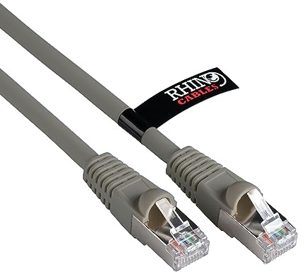 rhinocables CAT 6a Ethernet Cable | 10Gbps S/FT High-Speed & Large Bandwidth Data Transfer | Reliable LAN Network RJ45 Cable | Wi-Fi Broadband Cable for Seamless Gaming & Streaming (20m, Grey)