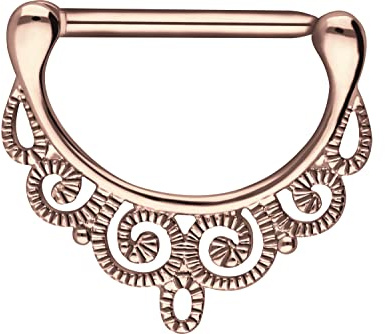 PIERCINGLINE Chirurgenstahl Nippelpiercing Clicker | ORIENTALISCHES DESIGN | Piercing Brust Nippel Brustwarze | Farb & Größenauswahl