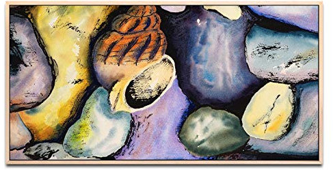 Wasserfarben ca. 130x70cm Wandbild inklusive Schattenfugenrahmen naturfarbend - Panorama Leinwand Bild XXL Format Wandbilder Wohnzimmer Wohnung Deko Kunstdrucke