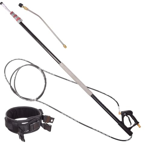 TC TECHNIC Teleskoplanze Teleskopstange Teleskopstiel Teleskop Lanze Arm Teleskopstrahlrohr kompatibel mit Kärcher M22 Hochdrucklanze mit Winkellanze mit Gürtel Robuste und Langlebige Lanze bis 7,4m