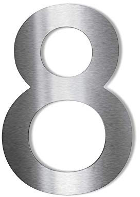Metzler - Numero civico in acciaio INOX, design moderno, resistente alle intemperie e facile da pulire, scritta Bauhaus - tassello - altezza 14 cm - numero 8