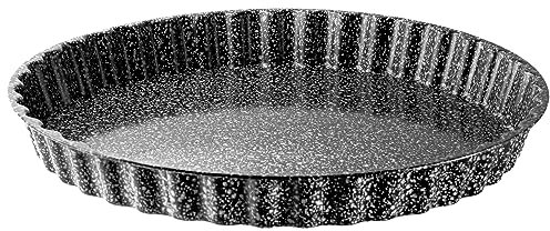 NAKOA Quicheform, Tarteform und Kuchenform - Backform aus Metall Rund 28 cm 4-fach Antihaft-beschichtet mit Wellrand/Pie Form Non Stick - Antihaft-Genie - Made in Germany