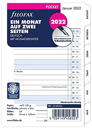 Filofax Pocket 1Mo/2S tabbed (deutsch)2022