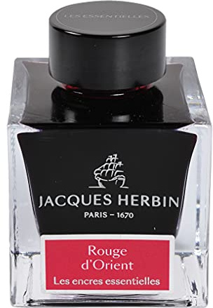 Jacques Herbin 13169JT - Botella de tinta para pluma y bolígrafo roller, 50 ml, color rojo de oriente