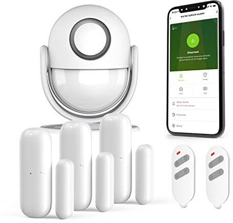 SECRUI Wifi Door Sensor Alarm, Tuya Smart APP Remote Control Wireless Motion Detector Alarm with Siren, DIY Home Security Alarm System Work with Alexa and Google Home for Shop/Office/House