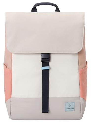 Johnny Urban Laptop Rucksack Damen & Herren Grau Rosa - Mika - Moderner Notebook Backpack für Schule, Uni, Fahrrad - 14L - Stylischer Backpack - Wasserabweisend