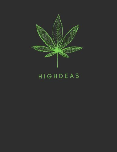 Highdeas: Blank Notebook for Note Taking - Black Weed Leaf Cover - 8.5 x 11 inches (Minimalist Stoner Journal Set)