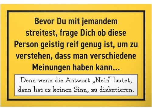 DankeDir! Bevor Du streitest - Schild 30 x 20 cm - lustiger Spruch Spruchschild Türschild Geburtstagsgeschenk Wanddeko Wandschild - Geschenk Büro Kollegen Freunde Geschenkidee Deko