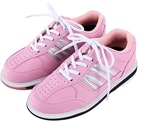 ZHENSI Chaussures De Bowling pour Femme Athlétique Léger Tampon Cuir À Lacets Intérieur Mode,Rose,38 EU