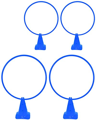 SPORTIKEL24 Hürdenset – Kegel 30 cm & 70 cm Agility-Ringe – 4er-Set Farbe Blau – Flexibles Training für Sprungkraft, Parcours & Agility