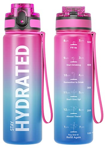 Sahara Sailor Trinkflasche, Sport Trinkflasche, [BPA-frei Tritan] 1L/500ML/750ML Auslaufsicher Sport Wasserflasche, Sportflasche für Fahrrad, Camping, Yoga, Gym (1 Flasche)