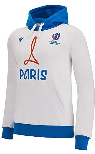 Macron Sweatshirt mit Kapuze für Erwachsene, Paris Rugby World Cup 2023, offizielles Lizenzprodukt, weiß, 5XL