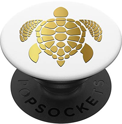 Poignée de téléphone tortue jaune doré sur blanc PopSockets PopGrip Interchangeable