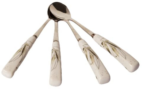 PuntoCasaStore Set 4 CUCCHIAINI Decoro Foglie H.14 CM con Scatola BOMBONIERA Idea Regalo