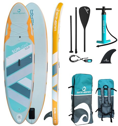 Spinera Sun Light SUP [3 Größen] | Aufblasbares Stand Up Paddle Board für Einsteiger & Fortgeschrittene | Ultra Light Material | Komplettset
